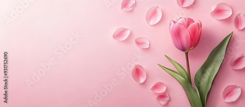 Pink tulip with petals set ...