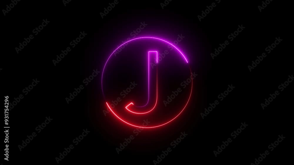 Abstract Glowing Neon Red and Purple Color Alphabet Letter Symbol Animation. Abstract Glowing Neon Red and Purple Color Alphabet Letter Symbol Animation.