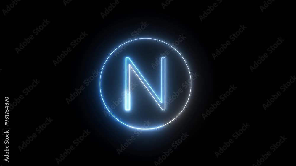 Animated Glowing Neon Alphabet Symbol. Bright Neon Light Letter, Font, Character Icon. Seamless Looping Animation on Black Background. Animated Glowing Neon Alphabet Symbol. Bright Neon Light Letter, Font, Character Icon. Seamless Looping Animation on Black Background.