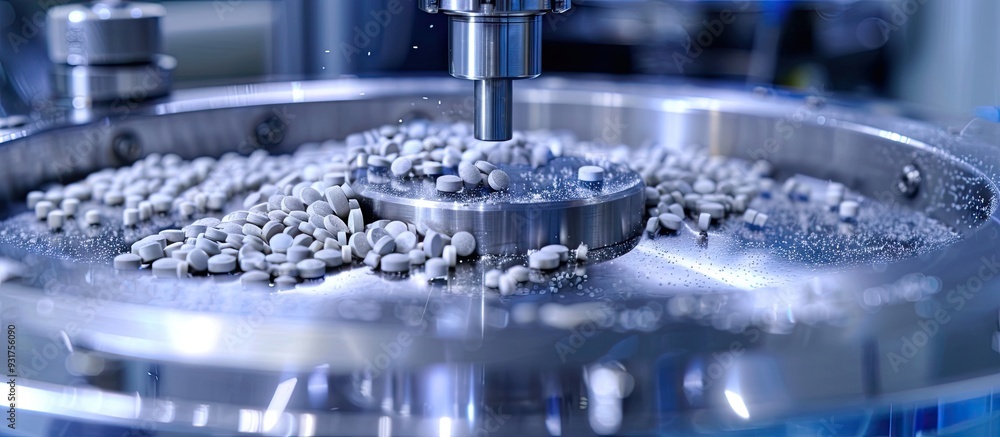 Pill dissection machine The pills can be divided into equal sizes and can be easily crushed into powder. with copy space image. Place for adding text or design Pill dissection machine The pills can be divided into equal sizes and can be easily crushed into powder. with copy space image. Place for adding text or design