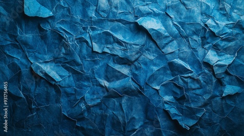 Wallpaper Mural Mystical Phantom Blue Crumpled Paper Texture - Abstract Deep Ocean Color Wallpaper Background Torontodigital.ca