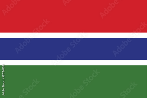 National flag of Gambia. Gambian flag. Vector illustration. 