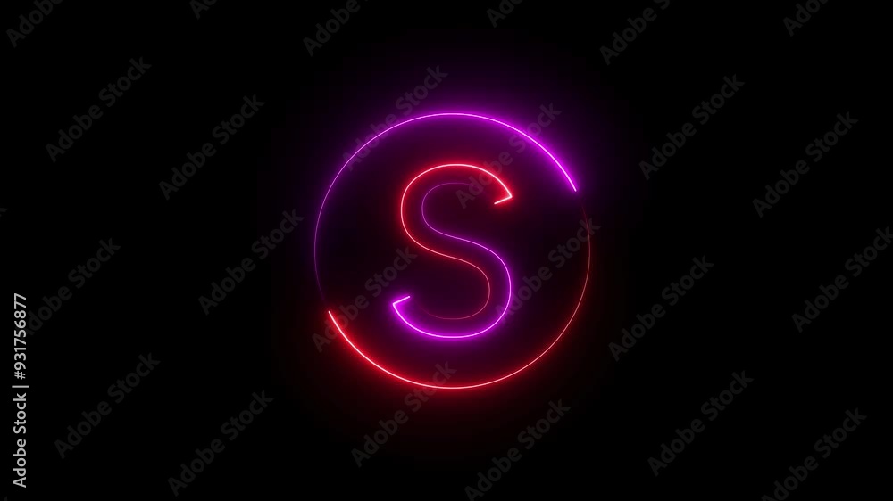Abstract Glowing Neon Red and Purple Color Alphabet Letter Symbol Animation. Abstract Glowing Neon Red and Purple Color Alphabet Letter Symbol Animation.