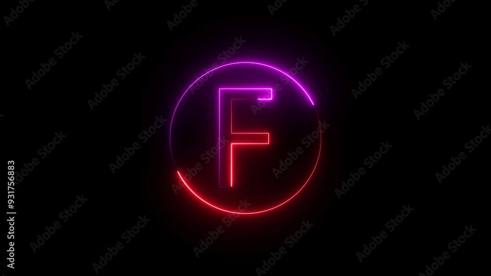 Abstract Glowing Neon Red and Purple Color Alphabet Letter Symbol Animation. Abstract Glowing Neon Red and Purple Color Alphabet Letter Symbol Animation.