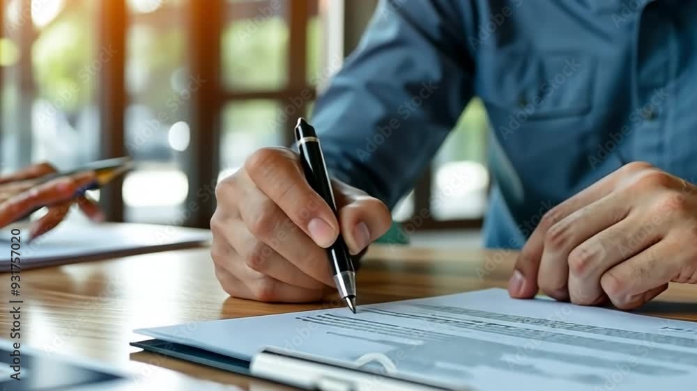 A real estate broker or sales representative advising a client on the purchase of a home and drafting a contract. Concept of home loans A real estate broker or sales representative advising a client on the purchase of a home and drafting a contract. Concept of home loans