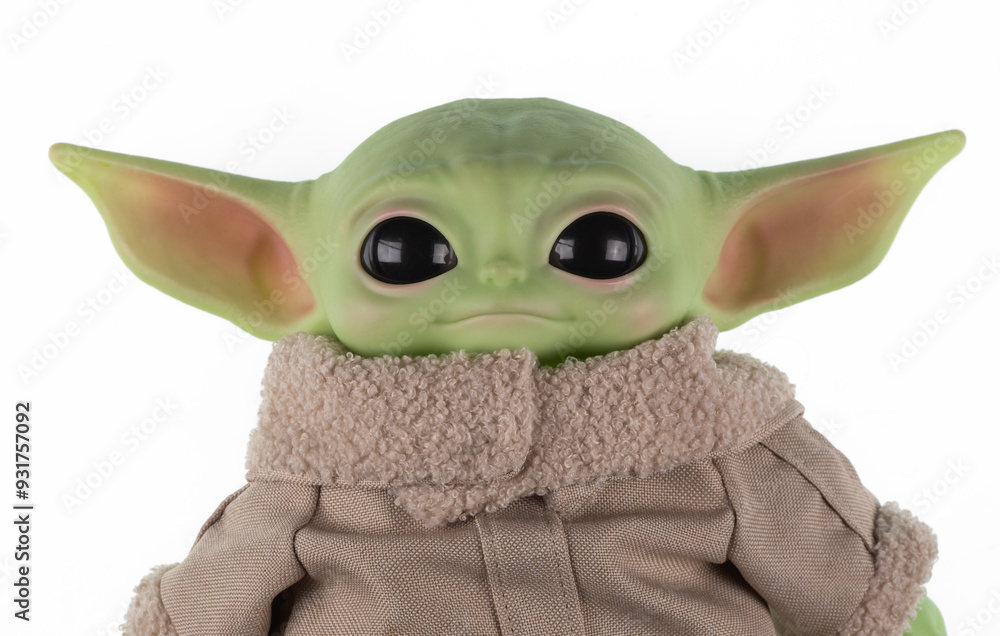 Naklejka premium Kazakhstan, Almaty, 20 08 2024: Star Wars, portrait of Yoda Grogu