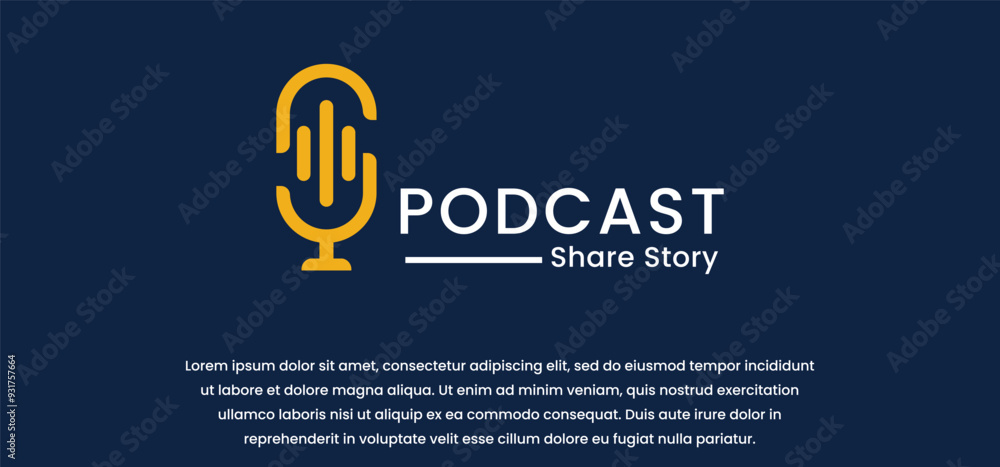 Fototapeta premium podcast logo microphone icon, vector template talk show, dialogue, communication. with minimalist and modern style