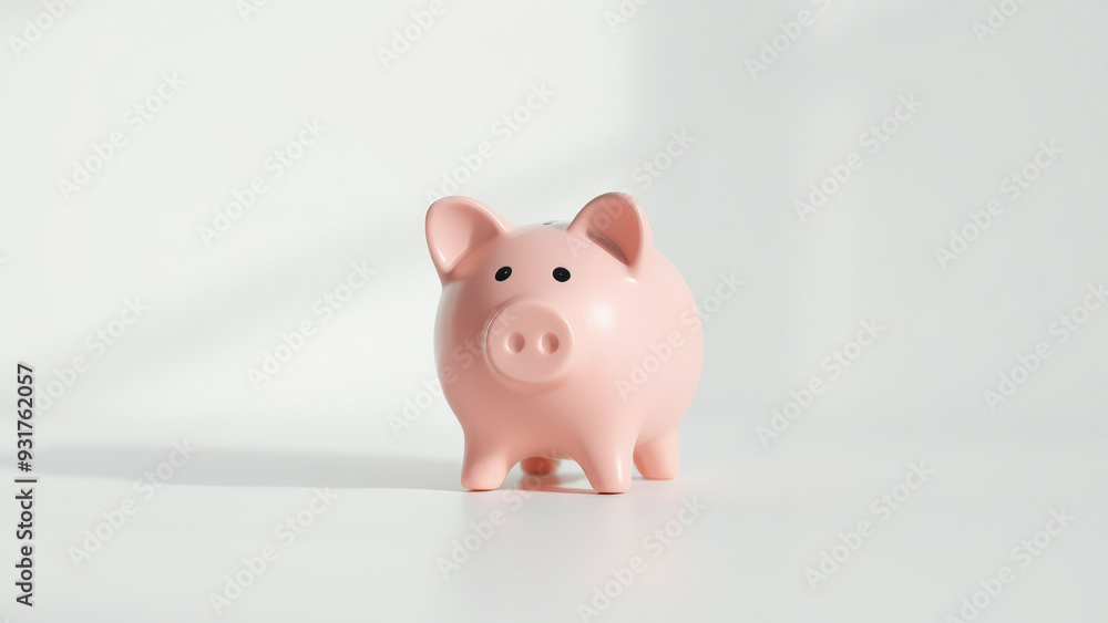 Pink Piggy Bank on White Background Pink Piggy Bank on White Background