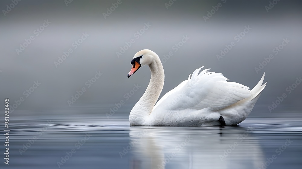 Swan preening its feathers on the lakeshore minimalist art media by magazine Swan preening its feathers on the lakeshore minimalist art media by magazine