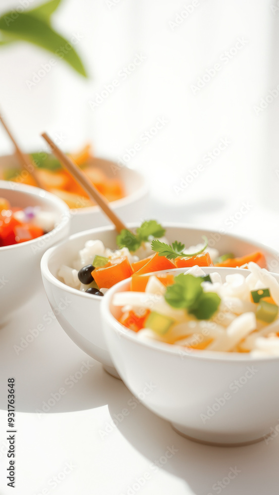 Close-up of a bowl of rice with vegetables Close-up of a bowl of rice with vegetables
