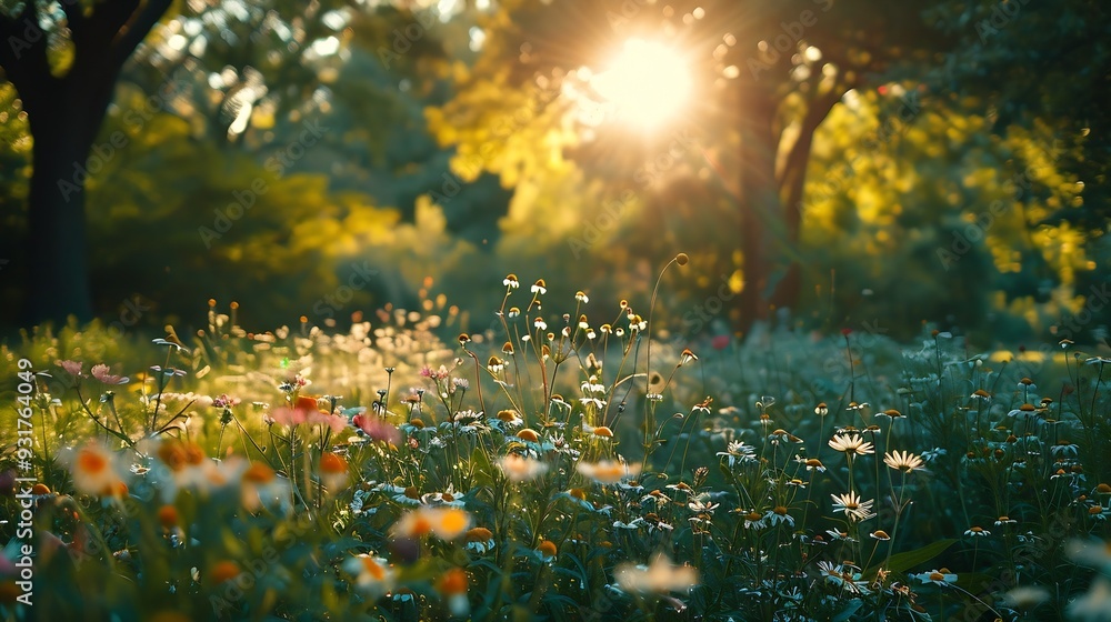 Fototapeta premium Brooklyn Botanic Garden meadow in 2023 : Generative AI