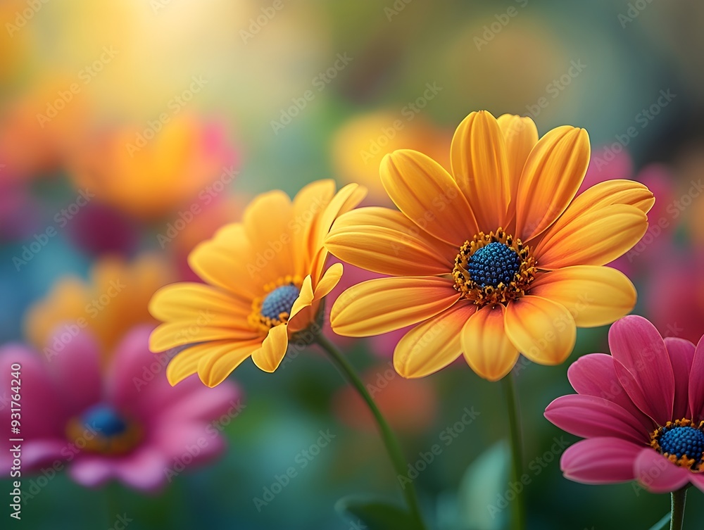 Colorful African Daisies in Full Bloom - A Celebration of Joy and Nature's Beauty in a Vibrant Spring Garden Colorful African Daisies in Full Bloom - A Celebration of Joy and Nature's Beauty in a Vibrant Spring Garden