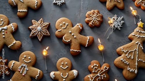 Festive Gingerbread and Cookie Background