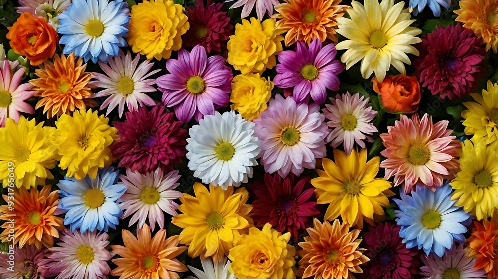 Top View of Colorful Flowers Top View of Colorful Flowers