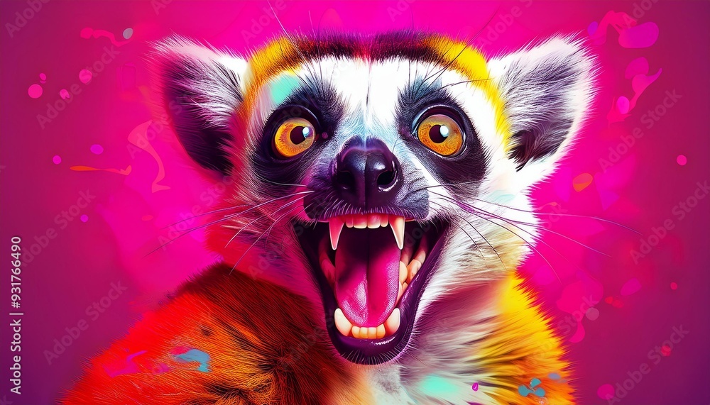 Funny pop art picture of a lemur. Funny pop art picture of a lemur.