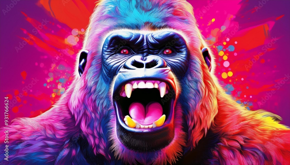 Funny pop art picture of a gorilla. Funny pop art picture of a gorilla.