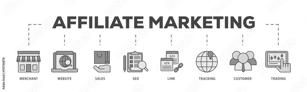 Affiliate marketing icons process structure web banner illustration of trading, seo, tracking, customer, link, sales, website, merchant icon png transparent background. Affiliate marketing icons process structure web banner illustration of trading, seo, tracking, customer, link, sales, website, merchant icon png transparent background.