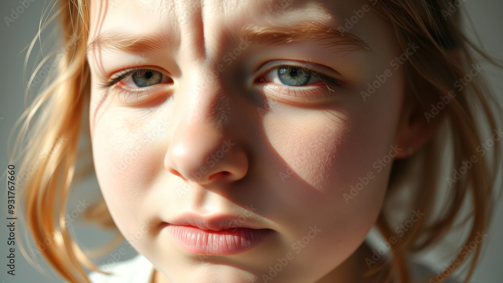 Close-up portrait of a young girl's face Close-up portrait of a young girl's face