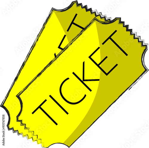 Cartoon retro Movie or concert style admission tickets, Theatre or Theater ticket stubs