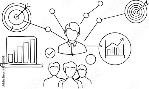 business marketing concept line art illustration