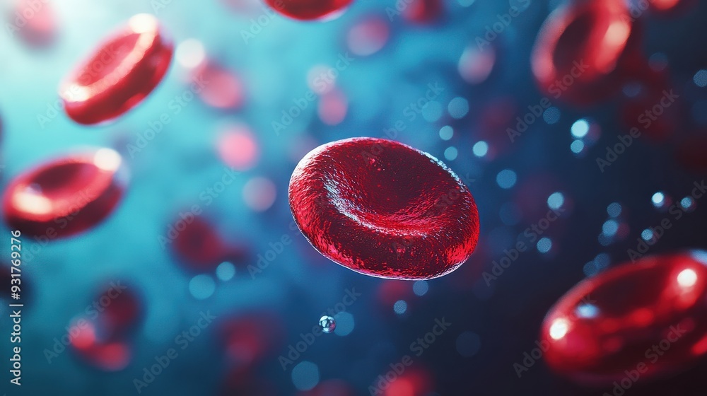 Fototapeta premium Red blood cells are suspended in a fluid environment essential for maintaining electrolyte balance in the bloodstream