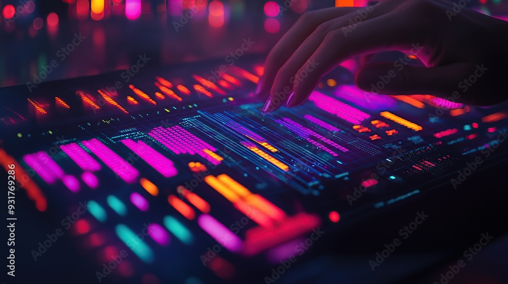 Cyber Neon Interface with Futuristic Hand Interaction Cyber Neon Interface with Futuristic Hand Interaction