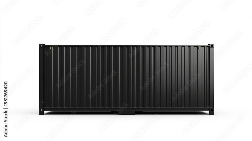 Black cargo container isolated on white background. Black cargo container isolated on white background.