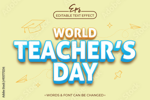 Poster for teacher's day with Editable text effect template