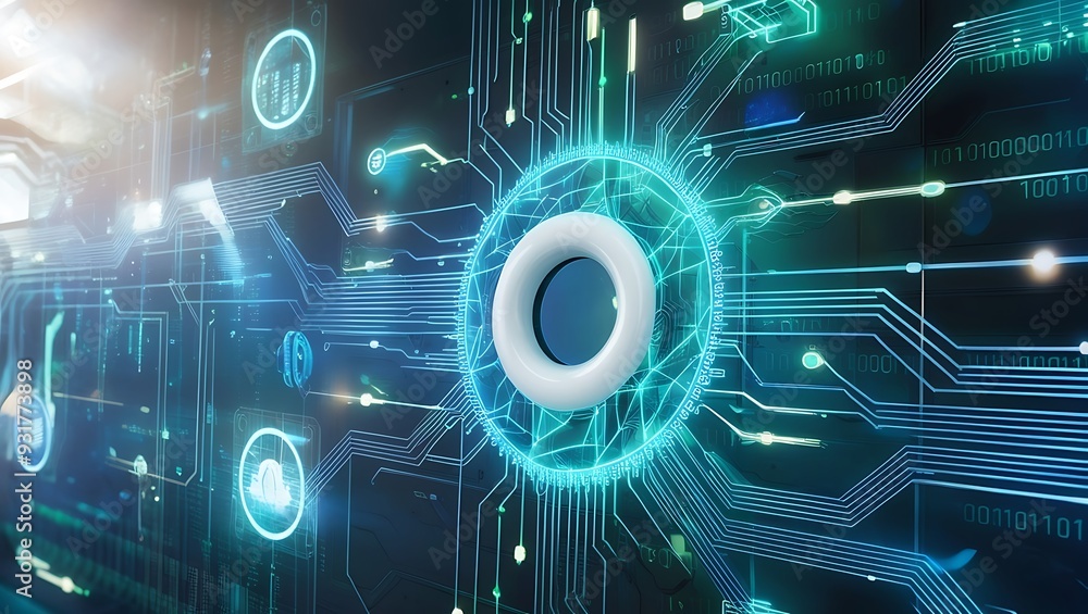 Obraz premium Create a high-tech background that illustrates data connectivity.