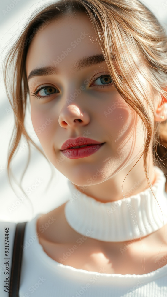 Portrait of a Beautiful Young Woman with Natural Makeup Portrait of a Beautiful Young Woman with Natural Makeup