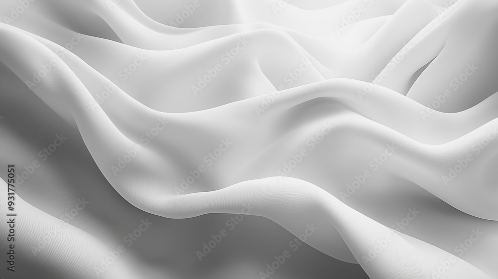 Obraz premium A white fabric with a wave pattern. The wave pattern is very prominent and covers the entire fabric