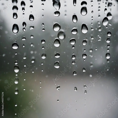 raindrops on window, falling raindrops on a cloudy day, raindrops on a foggy surface, rainy weather