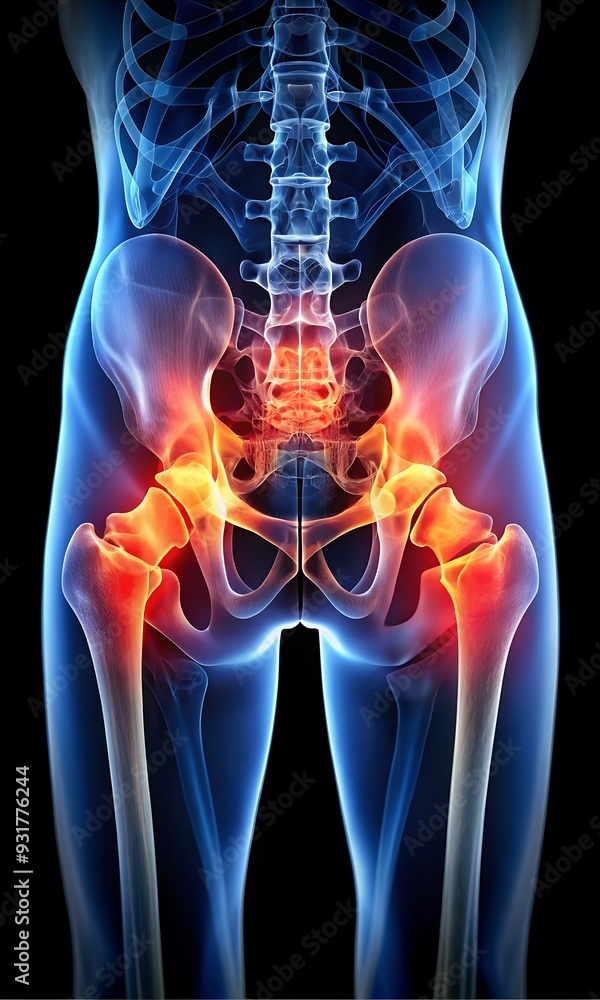 Hip Joint Inflammation X-ray, Detailed Bone Structure, Medical Illustration
Hip Joint Inflammation X-ray, Detailed Bone Structure, Medical Illustration