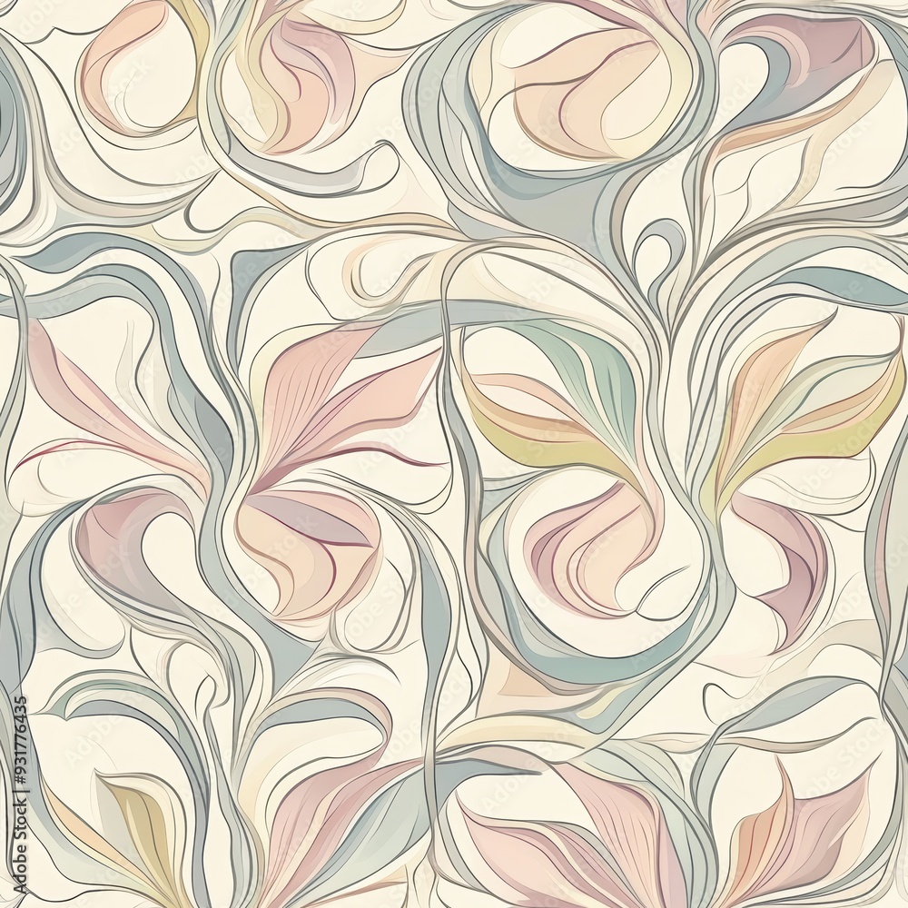 Fototapeta premium Abstract Floral Seamless Pattern in Pastel Colors