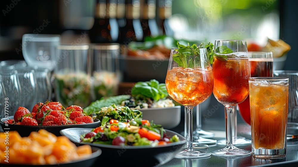 Indulge in the Festive Spirit. Beautifully arranged seasonal food and drinks concept Indulge in the Festive Spirit. Beautifully arranged seasonal food and drinks concept