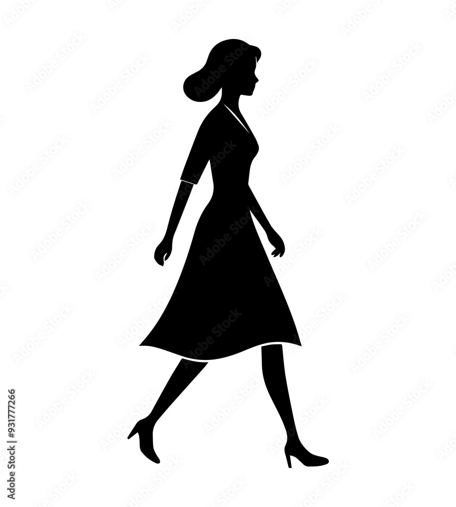 Vector silhouettes of a women walking Vector silhouettes of a women walking