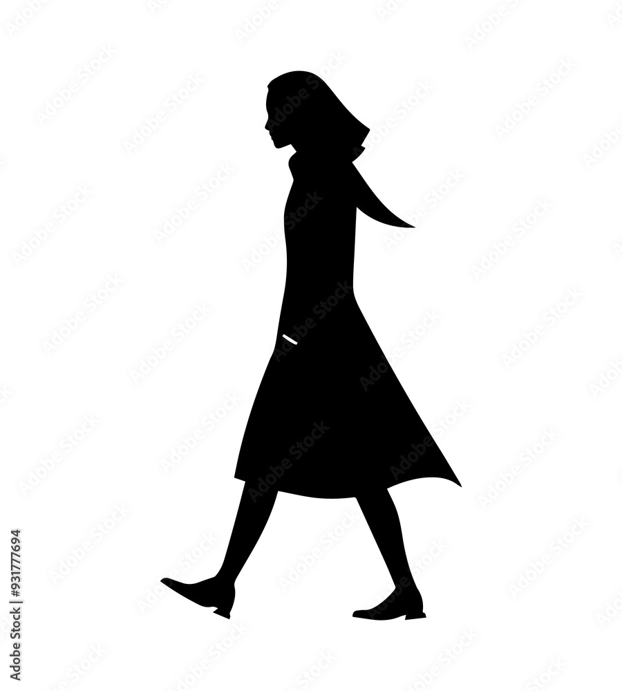 Vector silhouettes of a women walking Vector silhouettes of a women walking