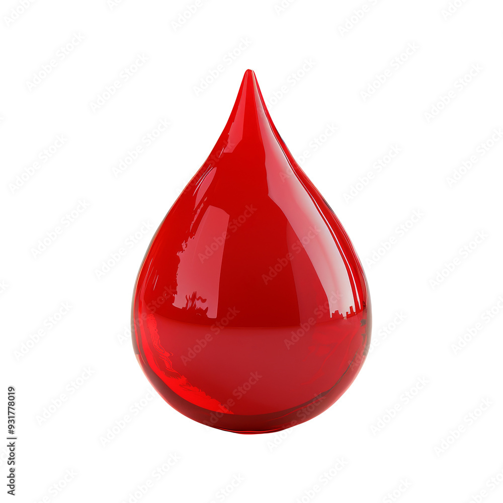 Red Glass Water Drop Sculpture on a White Background Red Glass Water Drop Sculpture on a White Background