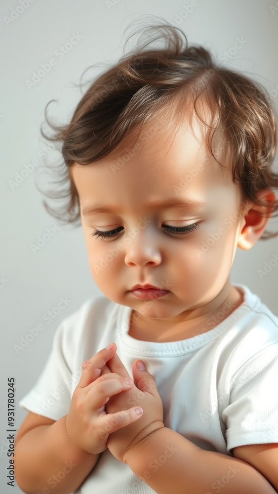 Closeup of a Baby Praying with Hands Folded Closeup of a Baby Praying with Hands Folded