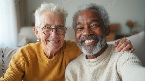 Happy older couple at home photo