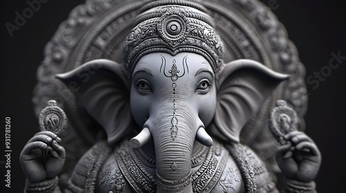 A statue of an elephant god Ganesha. photo