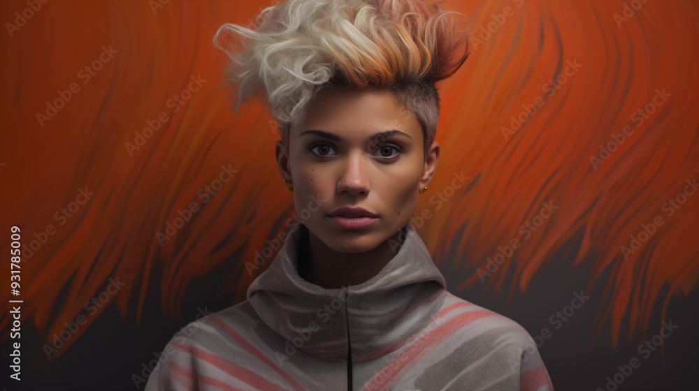 Unconventional Woman Portrait with Bold Style and Abstract Background. AI Generative. Unconventional Woman Portrait with Bold Style and Abstract Background. AI Generative.