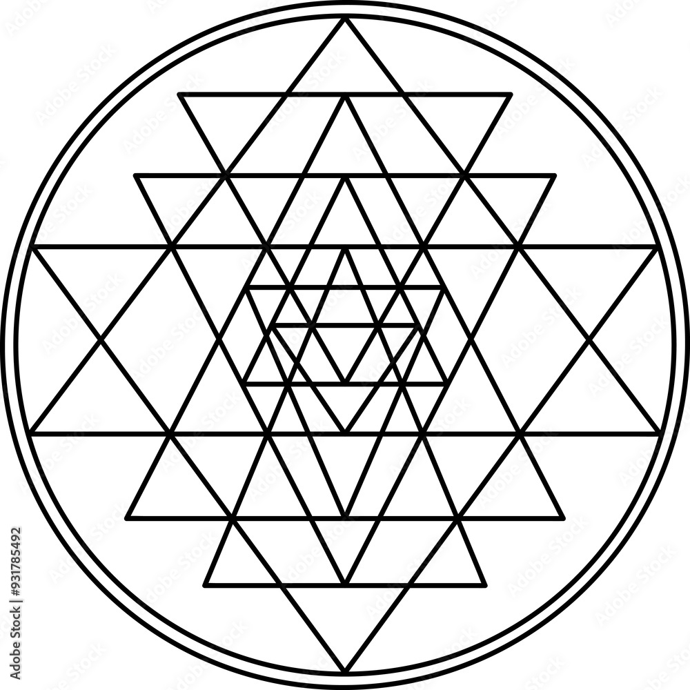 Sri yantra symbol isolated on white background. Sacred geometry symbol concept. Sri yantra symbol isolated on white background. Sacred geometry symbol concept.