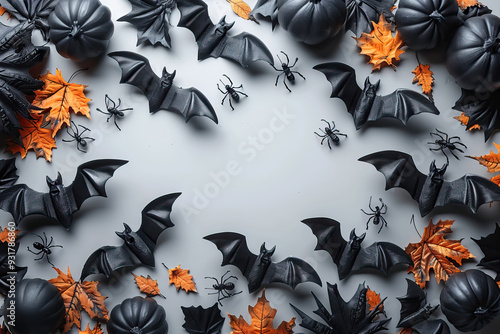 Artistic Halloween decoration arrangement on white photo