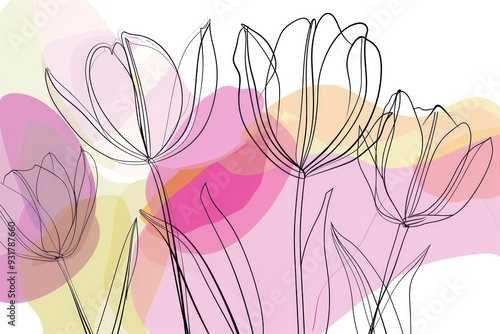 Delicate Tulips in Watercolor Wash