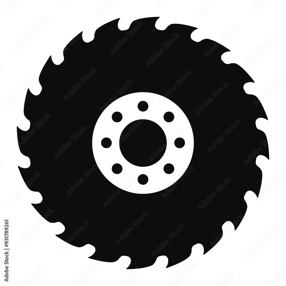 Sharp miter saw blade icon, cutting symbol