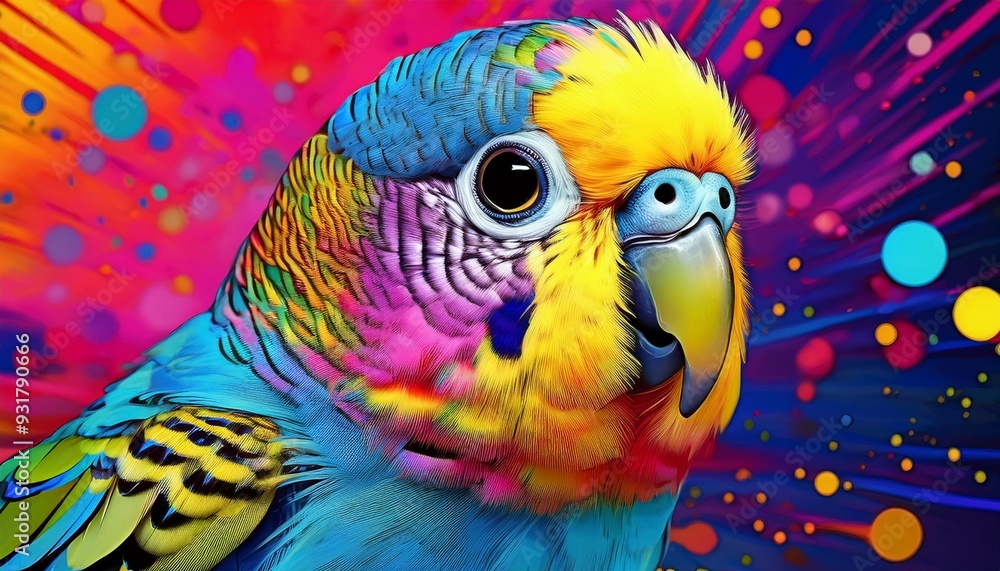 Fototapeta premium Funny pop art picture of a budgie.
