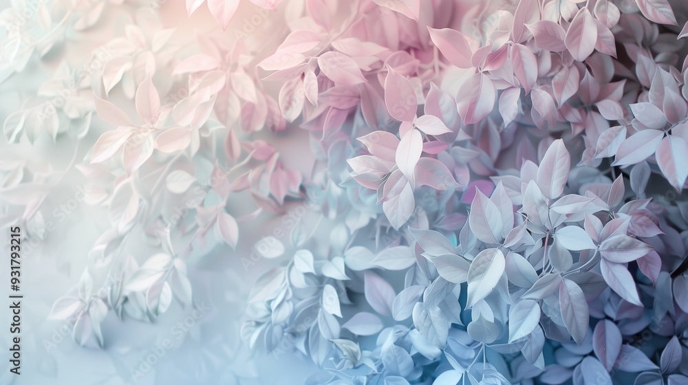 Delicate pastel leaves creating a dreamy and ethereal background with soft gradient hues. Perfect for concepts of tranquility, nature, and artistic design elements. Delicate pastel leaves creating a dreamy and ethereal background with soft gradient hues. Perfect for concepts of tranquility, nature, and artistic design elements.