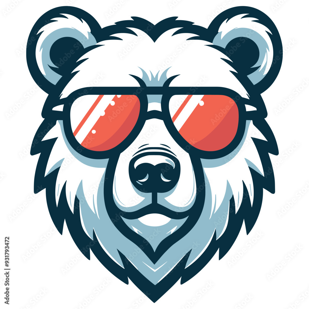 Fototapeta premium Cool bear with sunglasses in vector illustration, vibrant colors, promotional graphic art