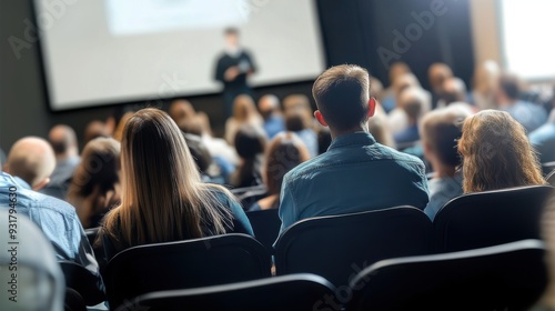 Wallpaper Mural Diverse audience attentively listening to speaker at business presentation in modern conference hall with focus on engagement and learning. Torontodigital.ca